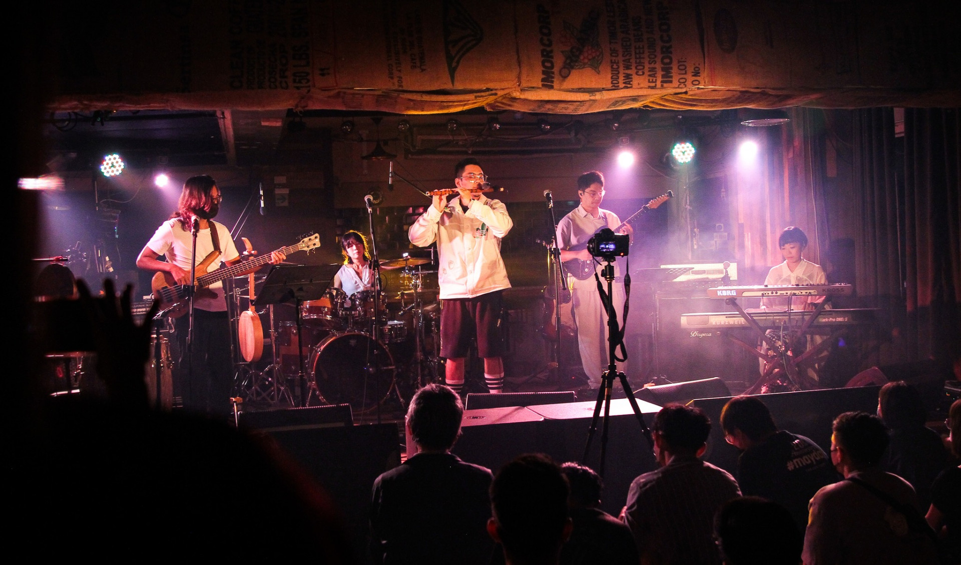 行草結合中國笛、蕭、口風琴、鼓、電貝斯、電吉他、鍵盤等多種樂器,打造另類音樂節奏