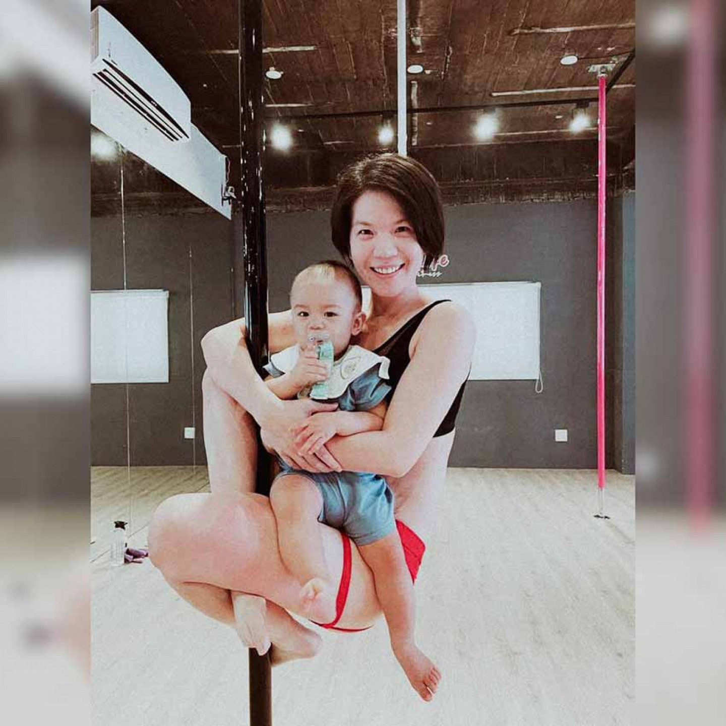 〈台灣查某囝〉MV人物_鋼管舞者Panda與他的兒子(照片提供:Panda)