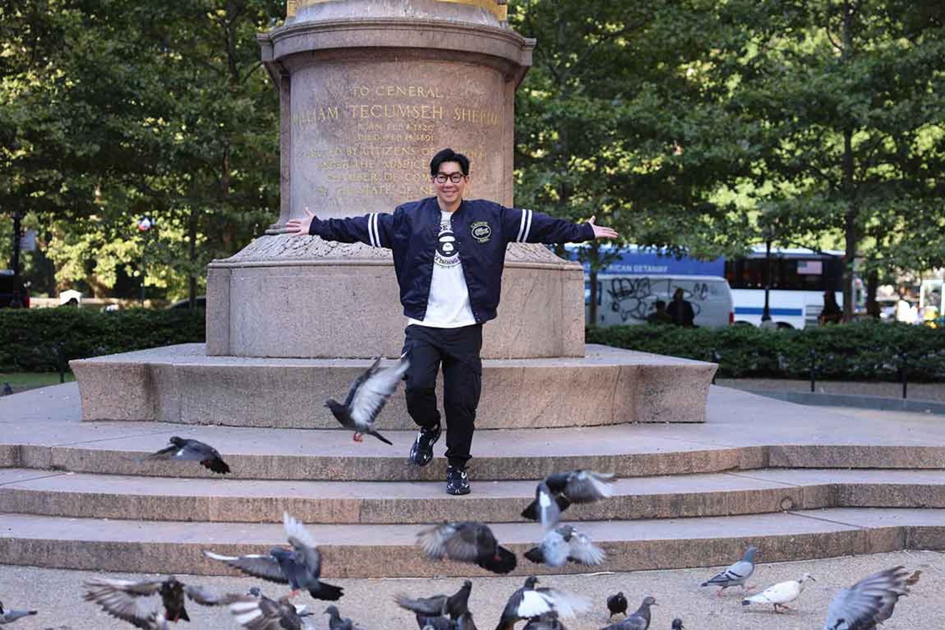 品冠紐約演唱會演出結束後,他和妻子及工作團隊抽空觀光(照片提供:種子音樂)