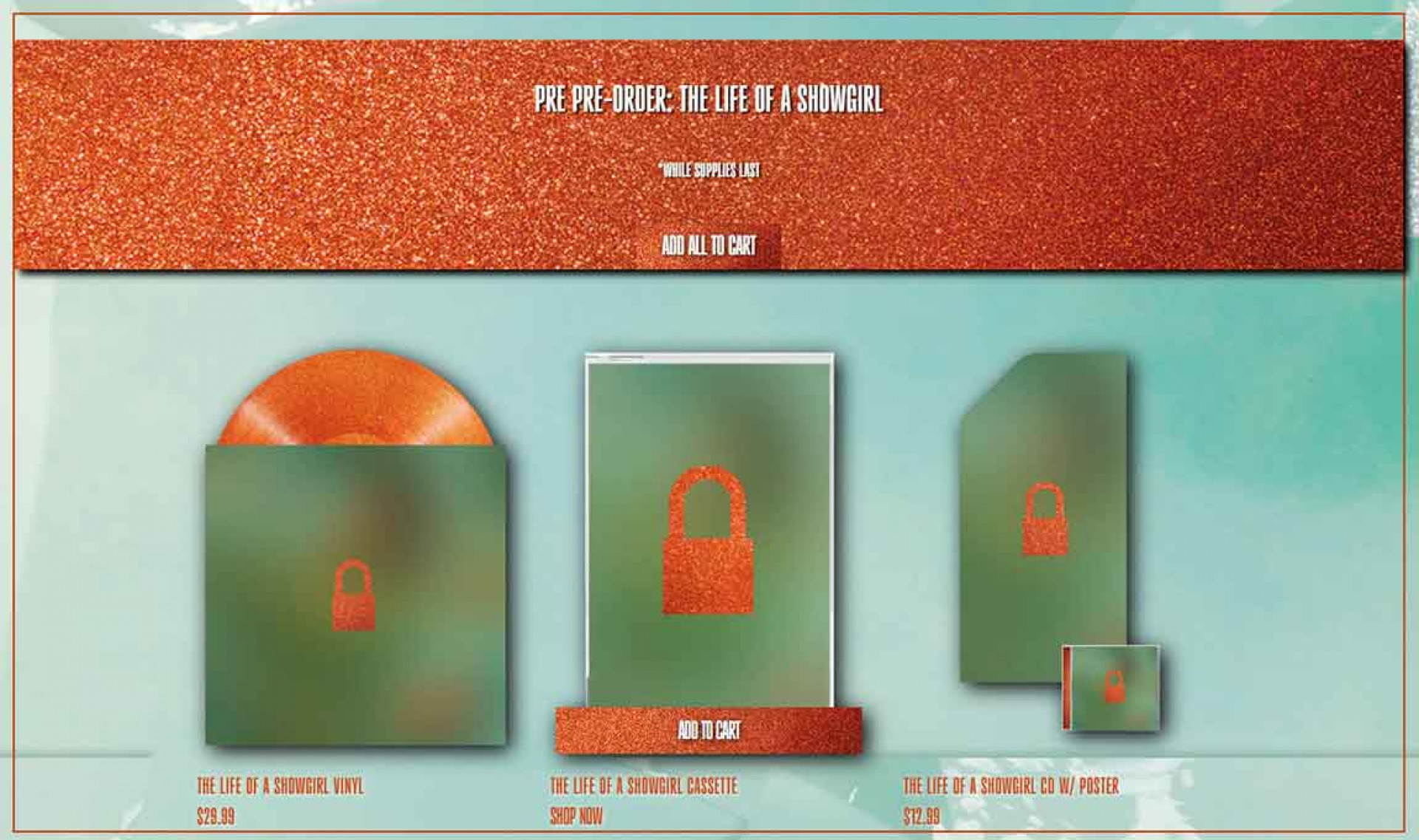 Taylor Swift 全新專輯封面尚未公開,以橘色鎖頭呈現 翻攝自 Taylor Swift Official Website