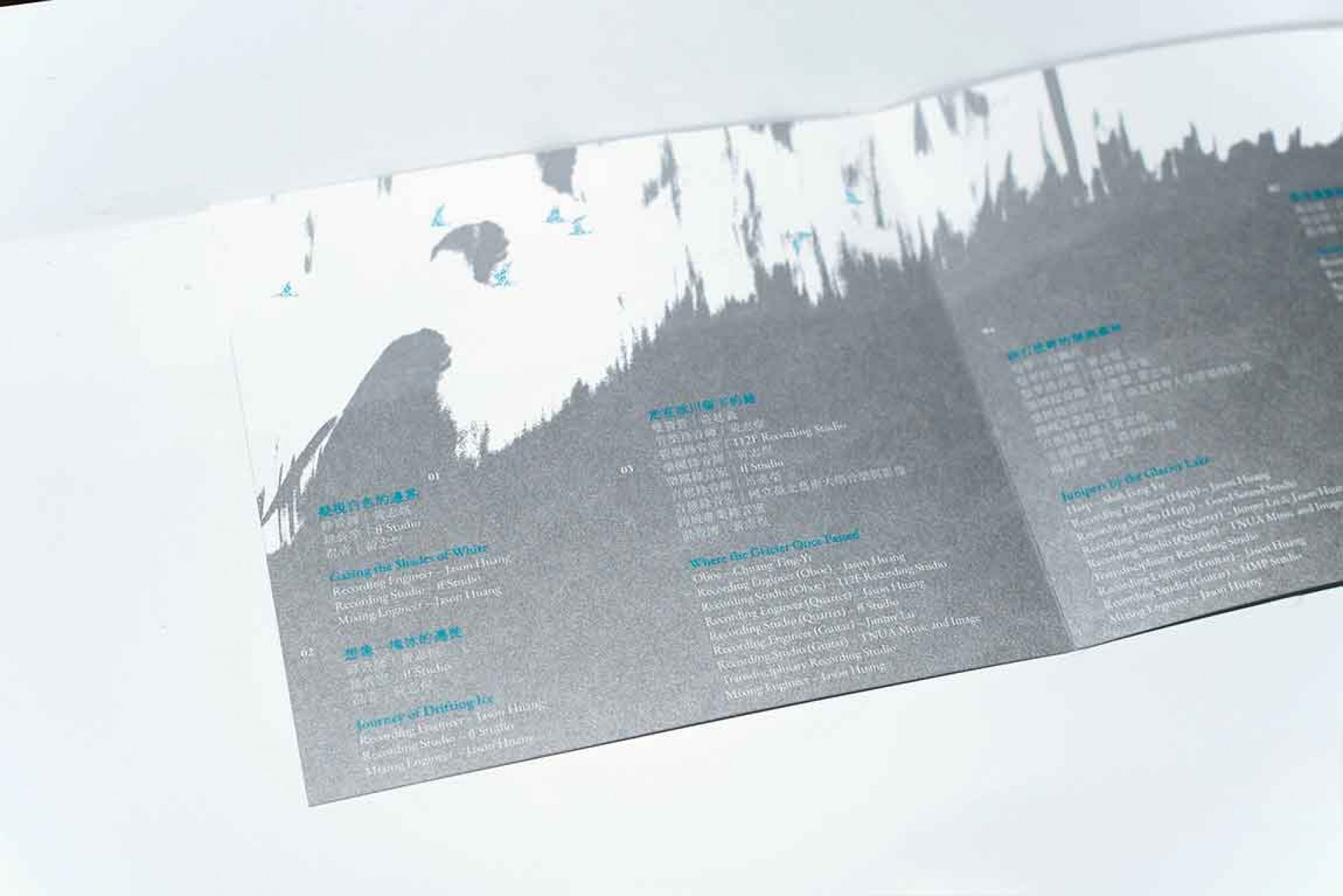 專輯內頁設計採用長幅摺頁，使聽者翻閱時如同在極地瀏覽冰川的起伏，親手完成一次「循冰而行」的儀式。