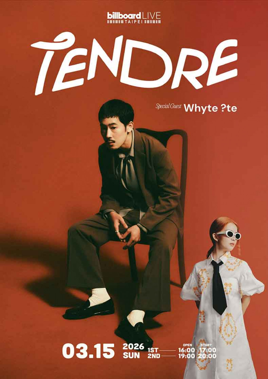 3月15日由 TENDRE(河原太朗) 打頭陣,邀請金曲歌手 壞特 擔任嘉賓