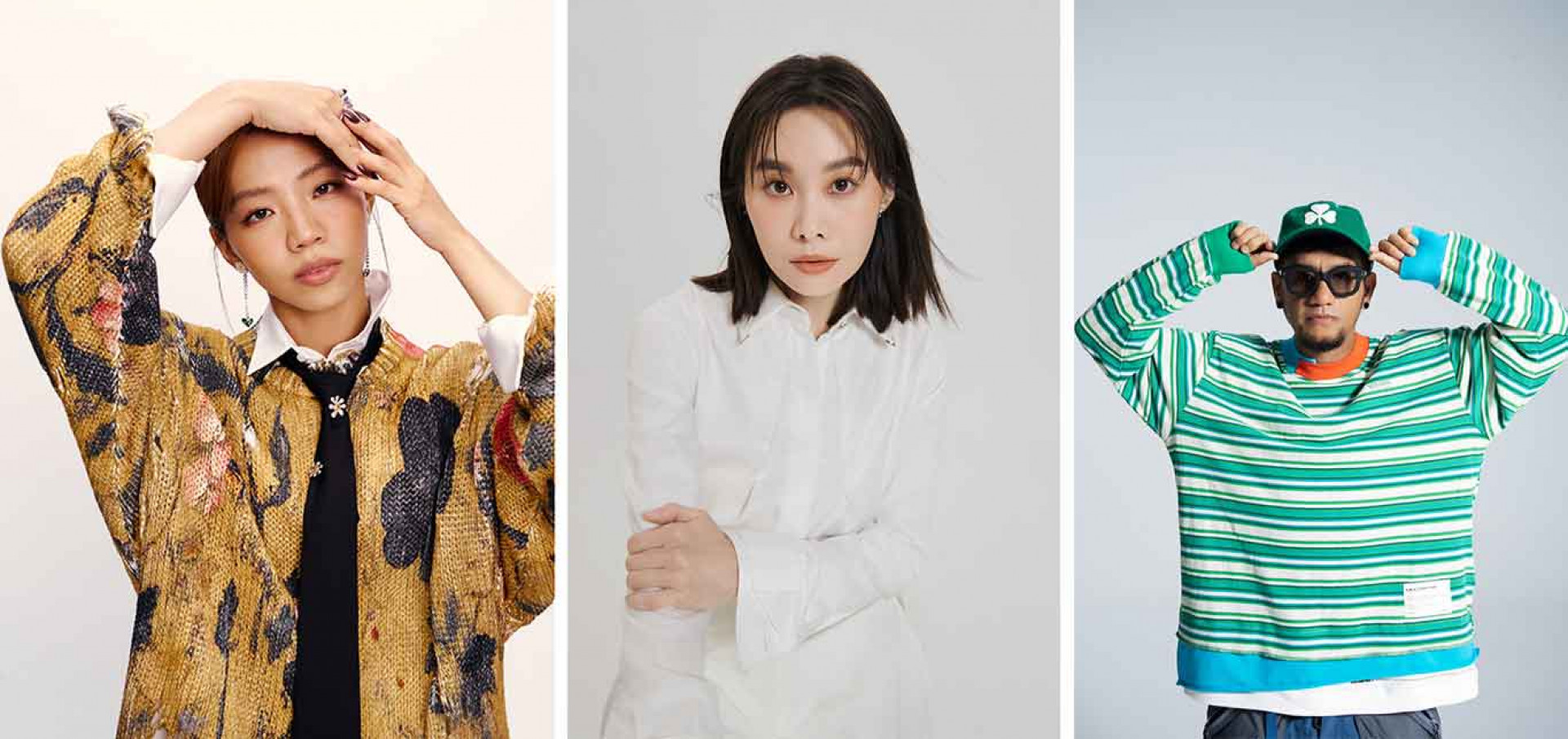 (左起)洪佩瑜今年獲得雙料提名、鄭宜農《圓缺》深獲好評、相隔12年回歸的張震嶽入圍兩項FMA