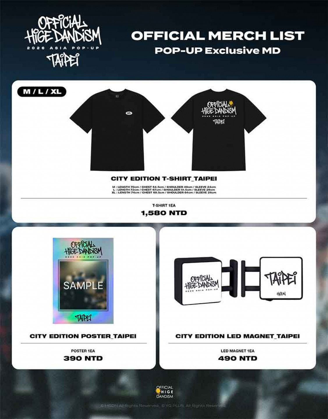 「OFFICAL HIGE DANDISM ASIA TOUR 2026」限定快閃店_商品圖(台北限定)