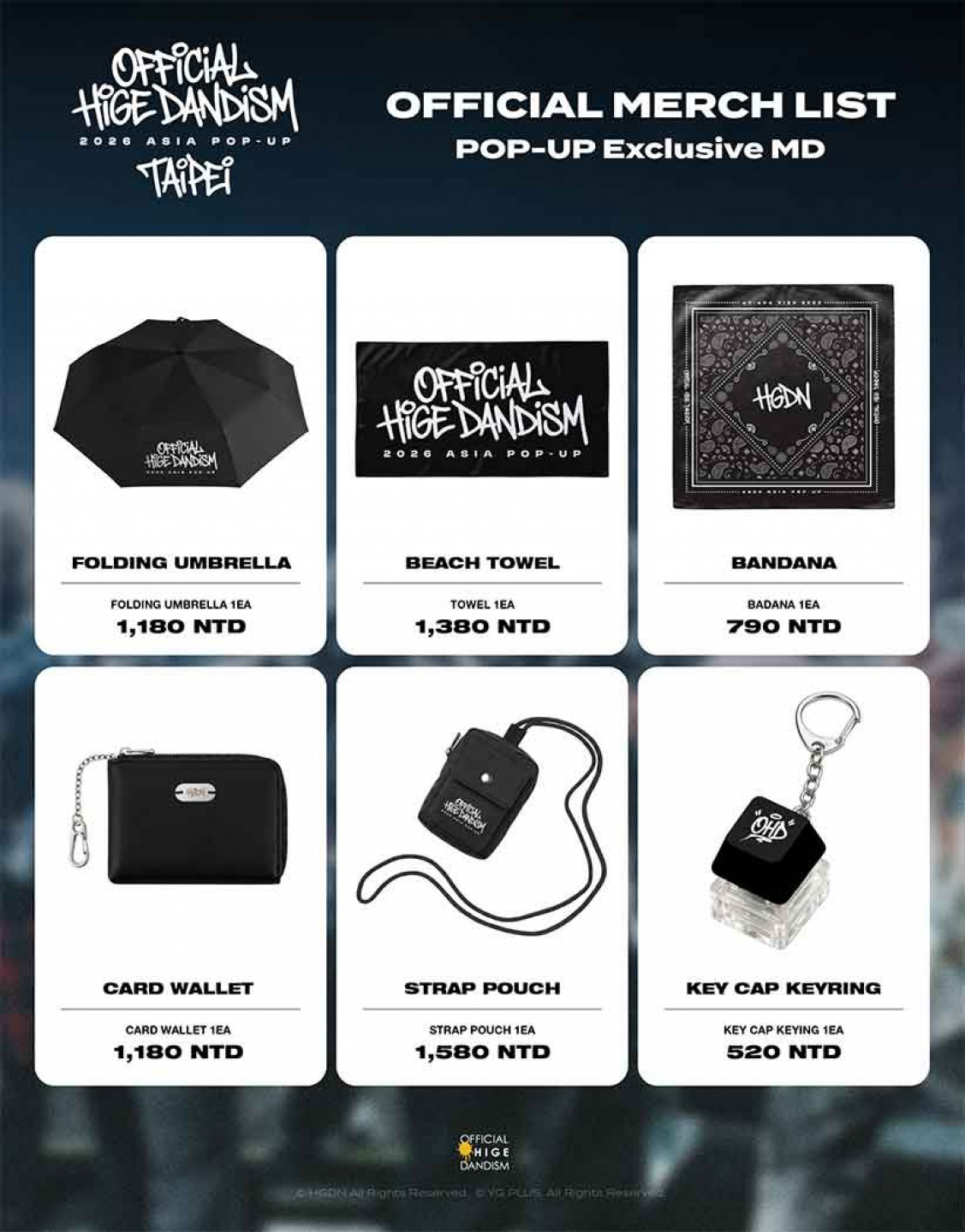 「OFFICAL HIGE DANDISM ASIA TOUR 2026」限定快閃店_商品圖