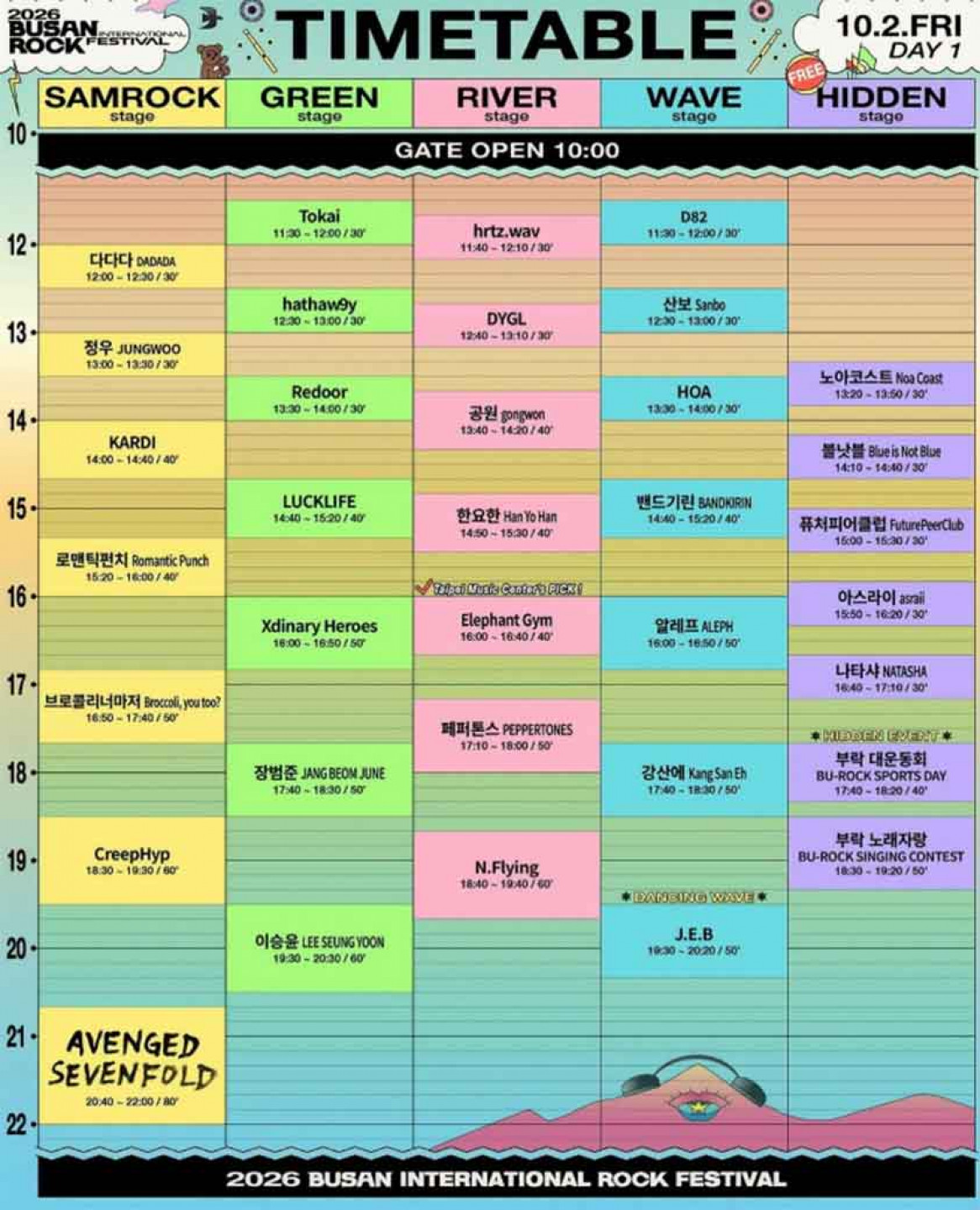 釜山國際搖滾音樂節將於10月2日至4日盛大登場，大象體操於首日10月2日登台。圖_擷取自釜山國際搖滾音樂節官網