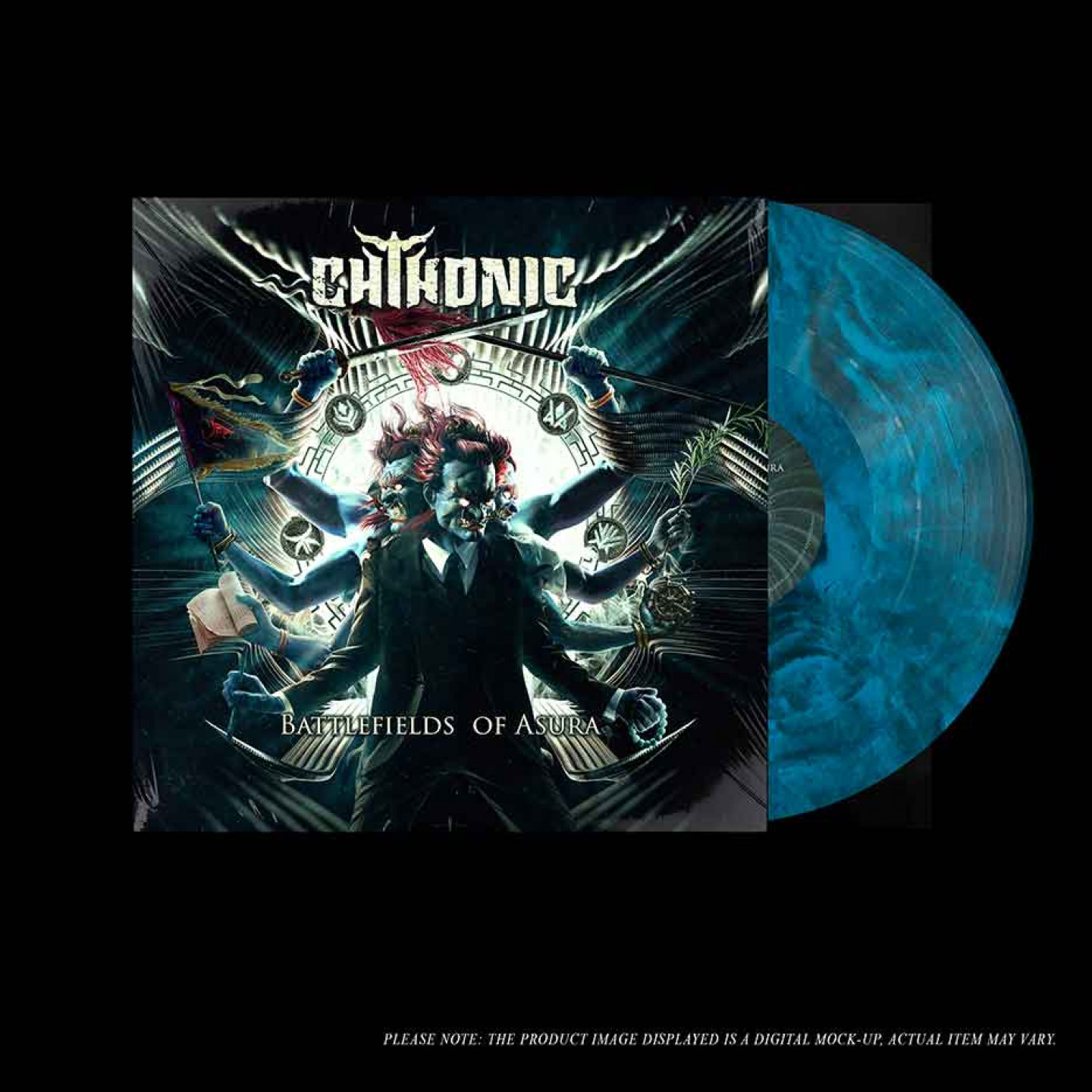 Chthonic Battlefields of Asura Mockup Turquoise Black Smoke